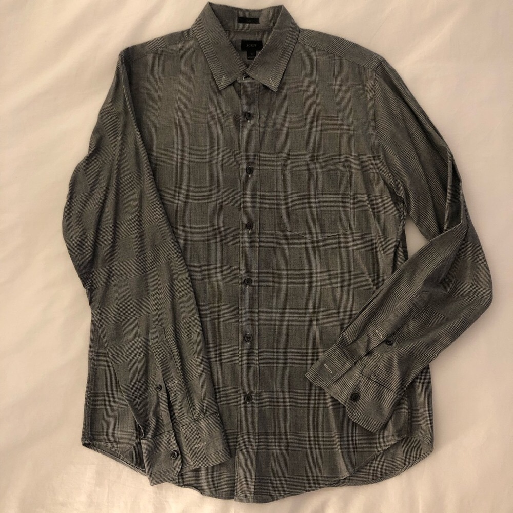 J.Crew Men’s Slim Gray Patterned Button Down, Medium